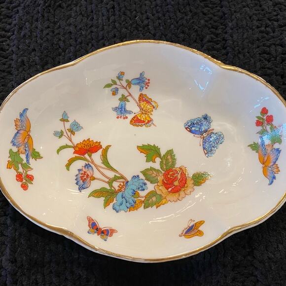 Aynsley Cottage Garden Porcelain Trinket/Soap Dish with Floral and Butterflies - Picture 4 of 4